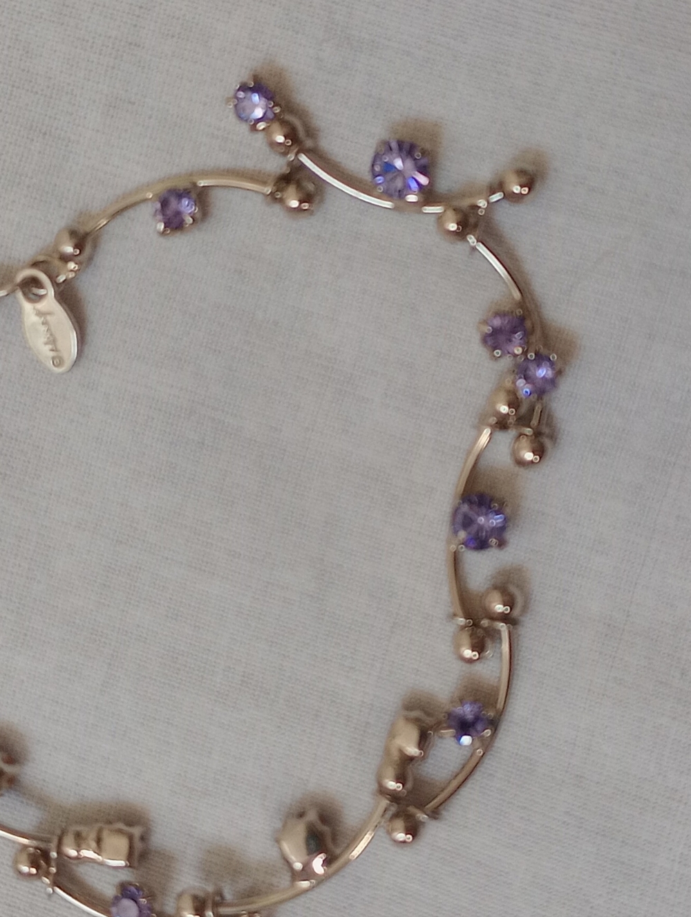 Vintage Monet Gold Tone Lavender Crystal Vine Necklace & Bracelet Set - Picture 10 of 13